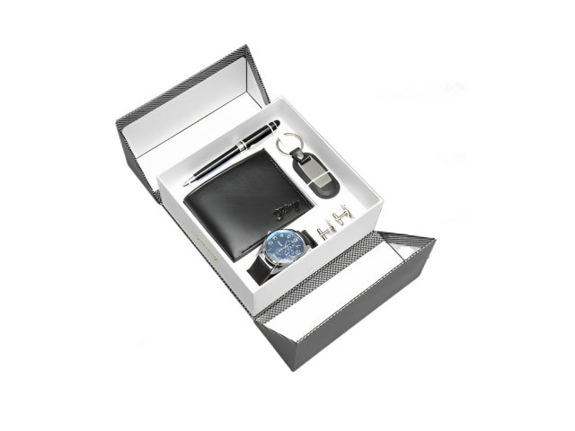 SET DE REGALO HOM 5P RELOJ LLAVERO BILLETERA LAPICERA GEMELOS