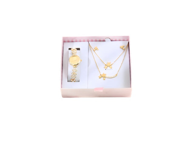 SET DE REGALO MUJER 3P RELOJ CARAVANAS CADENA DIJE