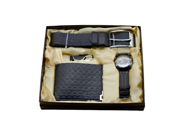 SET DE REGALO HOM 4P RELOJ LLAVERO CINTURON BILLETERA