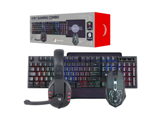 Combo Gamer XZZ-CO-02 Teclado/Mouse/Auricular/Mousepad RGB USB X-Lizzard