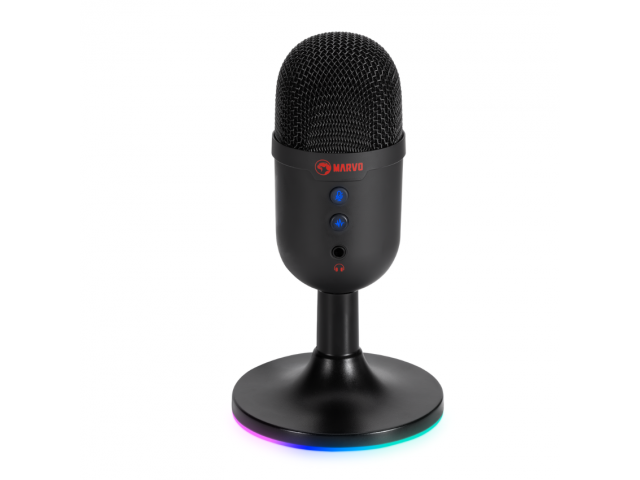Micrófono de Estudio Gamer USB Cable 1.7 M RGB MIC-06 BK Negro Marvo
