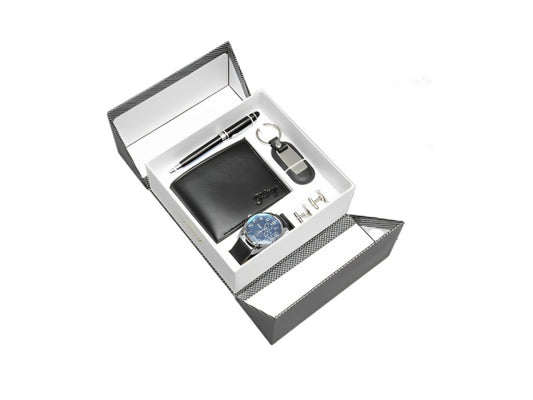 SET DE REGALO HOM 5P RELOJ LLAVERO BILLETERA LAPICERA GEMELOS