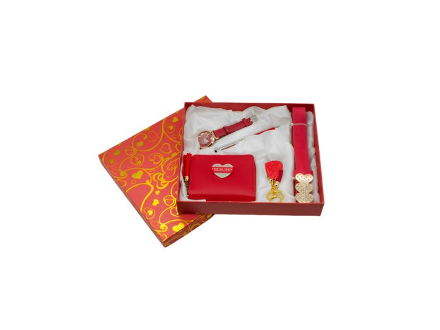 SET DE REGALO MUJER 5P RELOJ MONEDERO LAPICERA LLAVERO CINTO