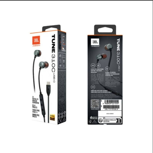 Manos Libres TUNE 310C Tipo C Negro (JBLT310CBLKAM) JBL